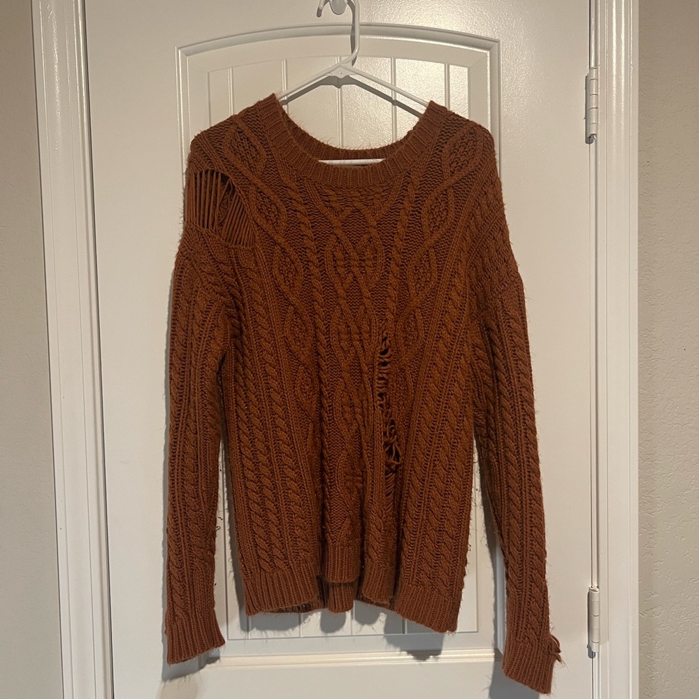 J.O.A. Rust Cable Knit Sweater